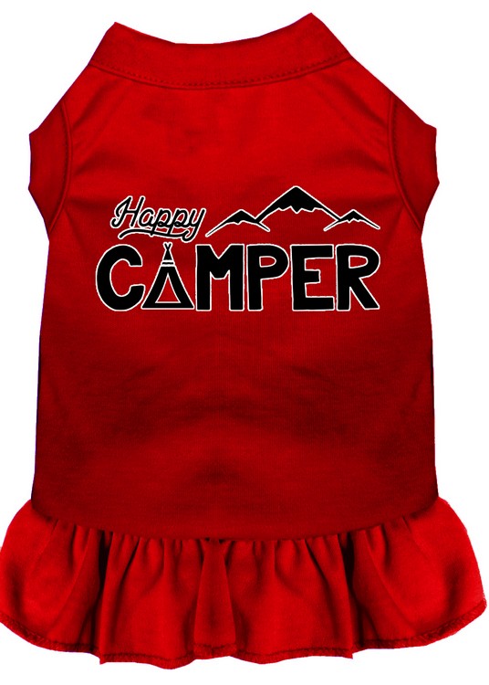 Happy Camper Screen Print Dog Dress Red XXXL